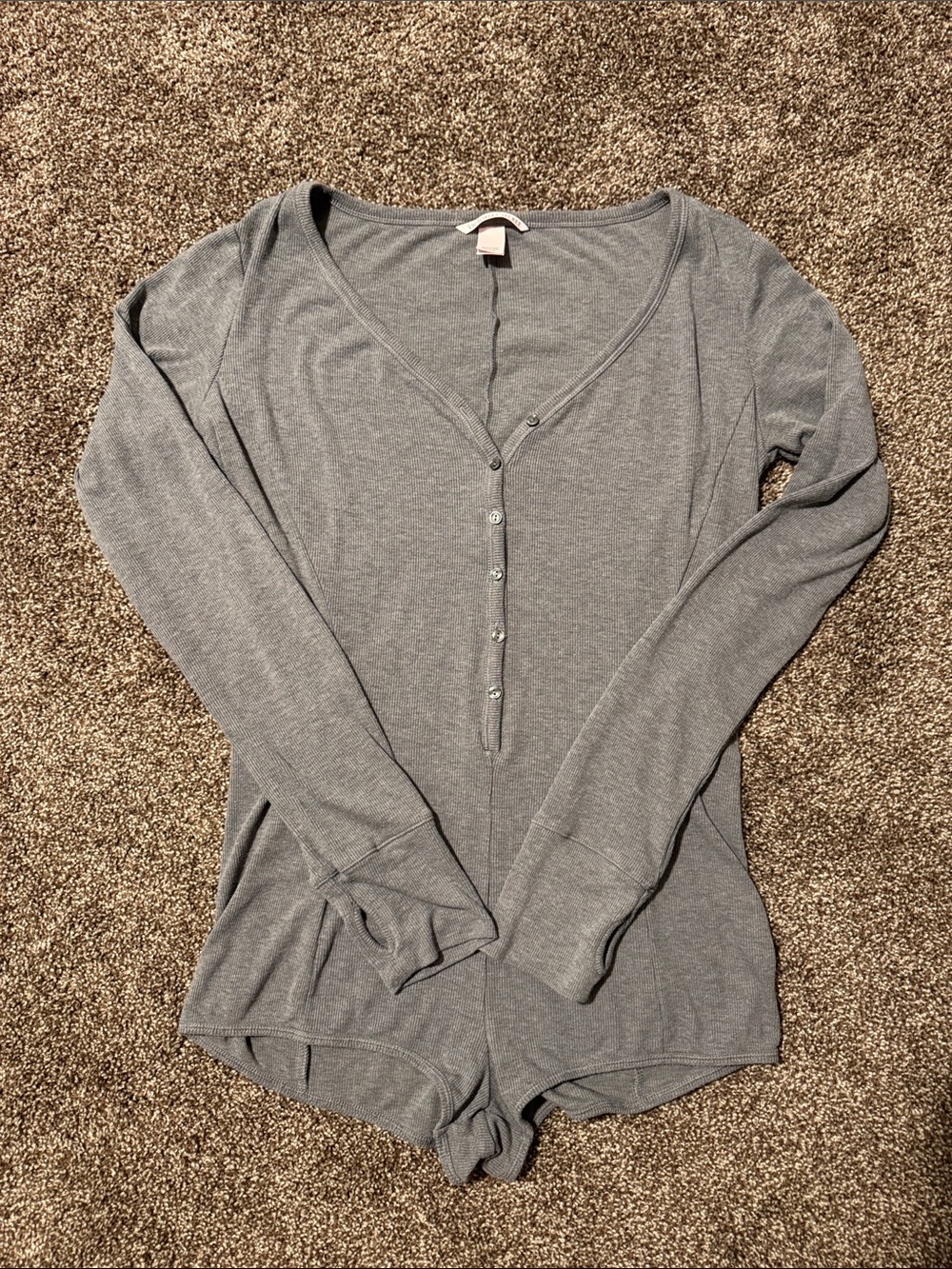 Victoria's Secret Gray Long-Sleeve Henley Bodysuit